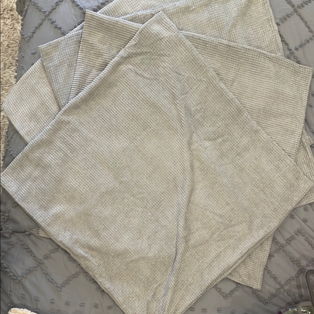 Soft Ribbed Throw Pillow Cover in Light Gray